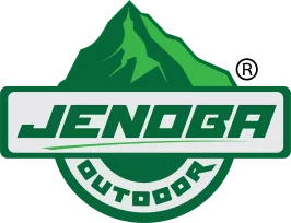 Jenoba Outdoor logo featuring a green mountain symbol and outdoor adventure branding.